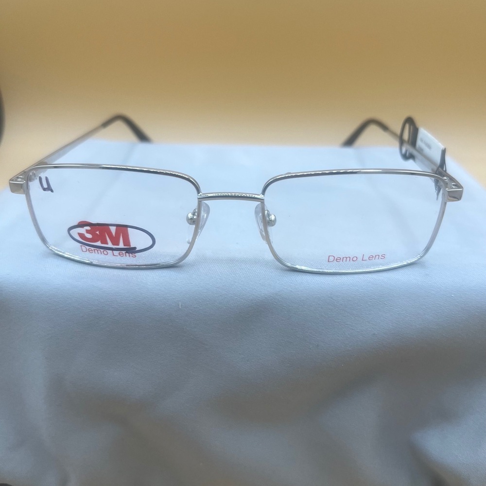 3M DP600 Shiny Silver Rectangular Eyeglasses Frames 54-18-140 New